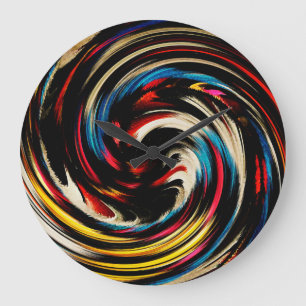 Modern Swirl Abstract Art Große Wanduhr