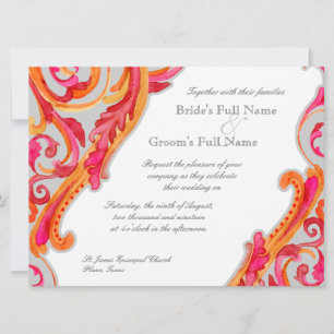 Modern Swirl Blühe Herzstück Mandarine Heiß Rosa Einladung