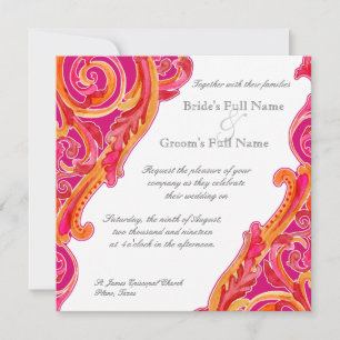 Modern Swirl Geblüht Herz Mandarine Heiß Rosa Einladung
