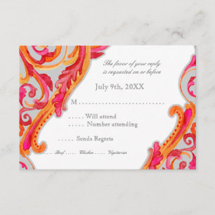 Modern Swirl Geblüht Herz Mandarine Heiß Rosa RSVP Karte