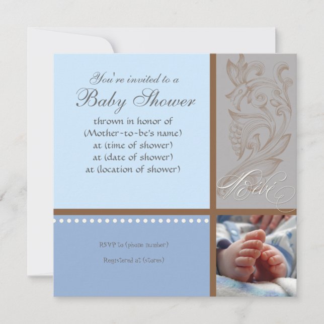 Modern Swirt n Polka Dot - Baby Boy Shower Einladu Einladung (Vorderseite)