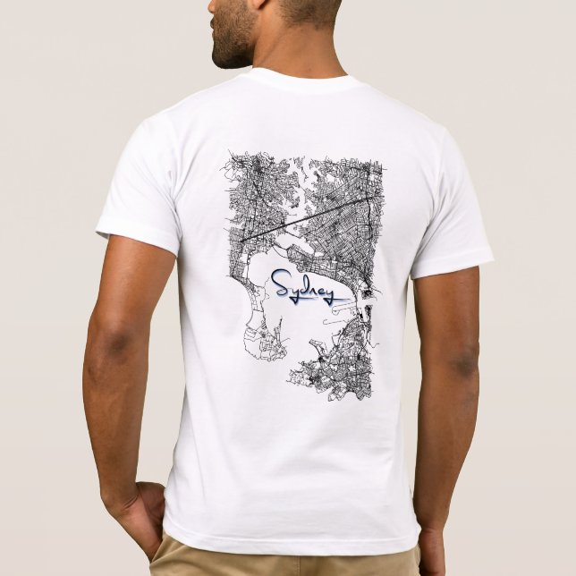 Modern Sydney Map T-Shirt - Urban Travel Souvenir (Rückseite)