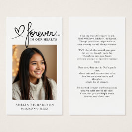 Modern Sympathy Photo Funeral Memorial Prayer Card