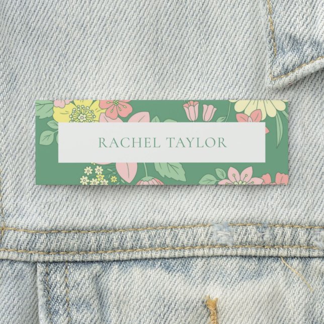 Modern Tagline Boho Floral Namensschild (Von Creator hochgeladen)