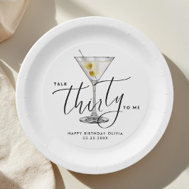 Modern “Talk Thirty to Me” Martini Glass 30th Pappteller
