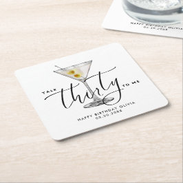 Modern “Talk Thirty to Me” Martini Glass 30th Rechteckiger Pappuntersetzer