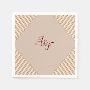 Modern Tan - Marsala-Wein Ton Streifen Napkins Serviette