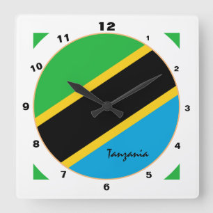 Modern Tansania Flag, Tansania Zuhause / Design Quadratische Wanduhr