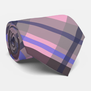 Modern Tartan Blue Pink Black Pattern Krawatte