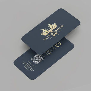 Modern Tattoo Artist Gold Beruflich Dark Blue Visitenkarte