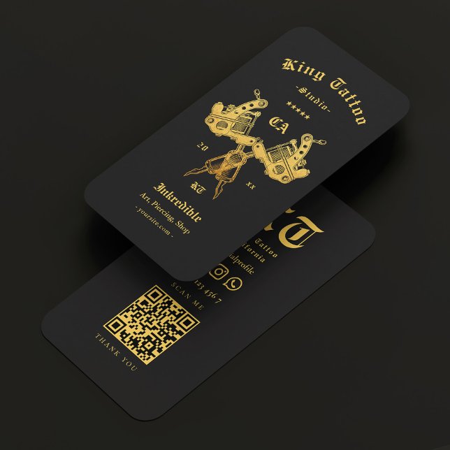 Modern Tattoo Artist Tattoo Studio Black Visitenkarte (Modern Tattoo Artist Tattoo Studio Black Gold Business Card
)
