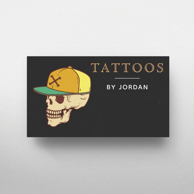 Modern Tattoo Master Artist Shop Funky Skull Bones Visitenkarte (Von Creator hochgeladen)