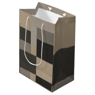 Modern Taupe & Charcoal Geometric  Mittlere Geschenktüte