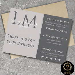Modern Taupe Gray Business Branding Thank You Begleitkarte