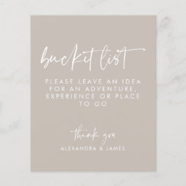 Modern Taupe Skript Hochzeitsliste Zeichen