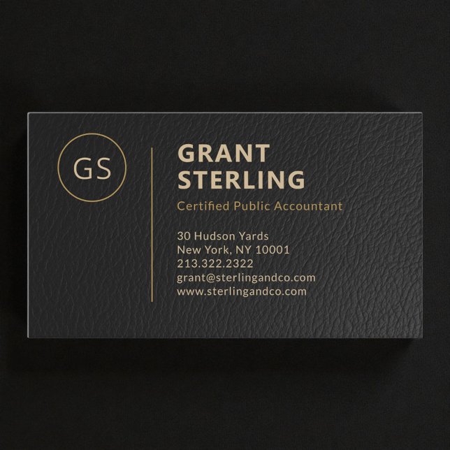 Modern Tax Preparer CPA Faux Leather Black Gold Visitenkarte (Von Creator hochgeladen)