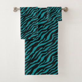 Modern Teal Animal Print Shower Curtain Badhandtuch Set
