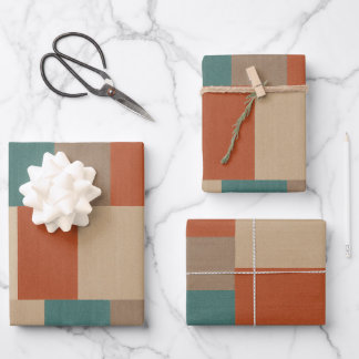 Modern Teal & Beige Geometric Blocks Geschenkpapier Set
