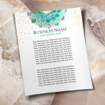 Modern Teal & Gold Mandala Flower Spa Salon Flyer<br><div class="desc">Modern Teal Gold Mandala Flower Spa Flyers.</div>