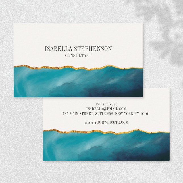 Modern Teal Green Gold Foil Minimalist  Visitenkarte (Von Creator hochgeladen)