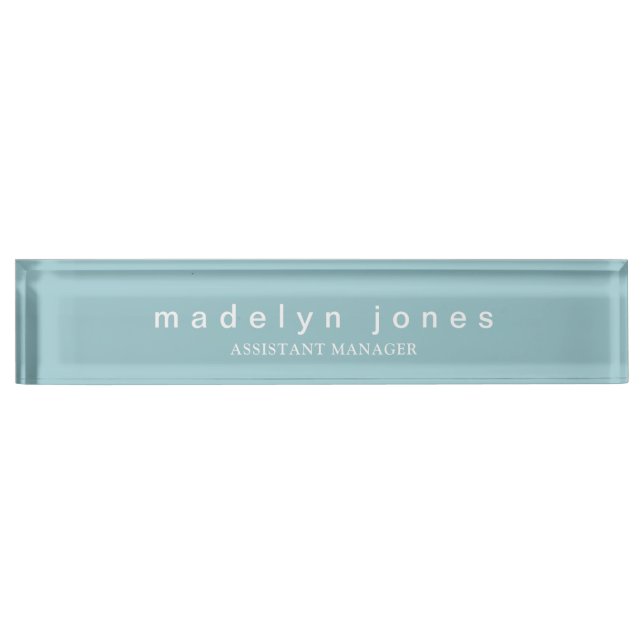 Modern Teal Personalized Namensplakette (Vorderseite)