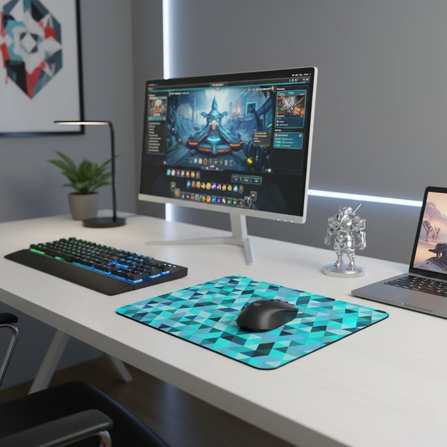 Modern Teal Turquoise Geometric Triangles Pattern Mousepad (Modern Teal Turquoise Geometric Triangles Pattern Mouse Pad)