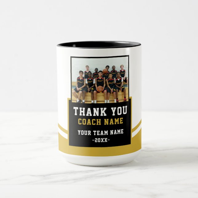 Modern Team Name Photo Coach Thank you Tasse (Zentrum)