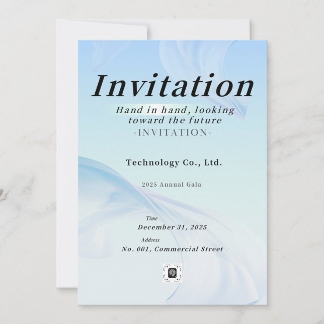 Modern Tech Light Blue Corporate Gala Invitation – (Devant)