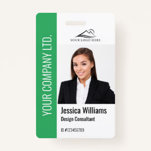 Modern Template Employee Foto Logo Name Grün Ausweis