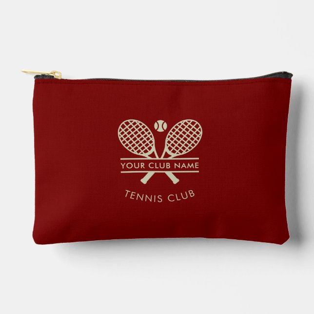 Modern Tennis Club Name Rackets Motif Custom Zubehörtasche (Vorderseite)