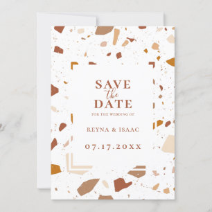 Modern Terra-cotta Terrazzo Save the Date Ankündigung