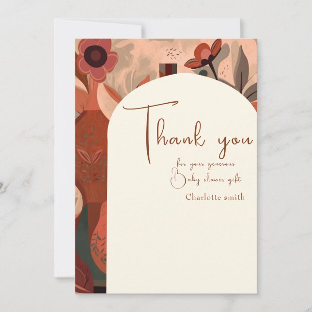 Modern Terracotta boho Babydusche Einladung (Vorderseite)