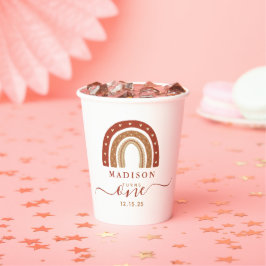 Modern Terracotta Boho Rainbow Birthday Pappbecher