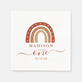 Modern Terracotta Boho Rainbow Birthday Serviette