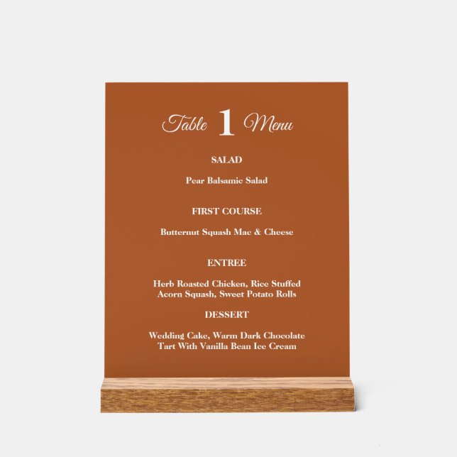 Modern Terracotta Brunt Orange Hochzeit im Herbst Acrylschild (Vorderseite)