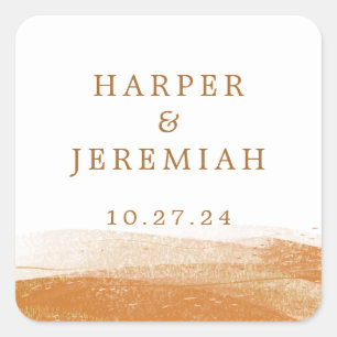 Modern Terracotta Burnt Gold Foil Boho Hochzeit Quadratischer Aufkleber