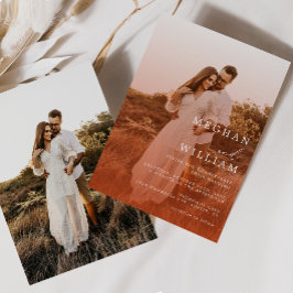 Modern Terracotta Burnt Orange Boho Wedding Foto Einladung