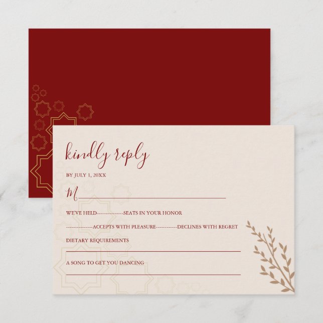 Modern Terracotta Burnt Orange Boho Wedding RSVP Karte (Vorne/Hinten)