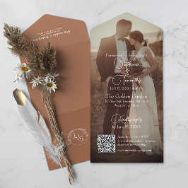 Modern Terracotta | Burnt Orange Foto Wedding All In One Einladung