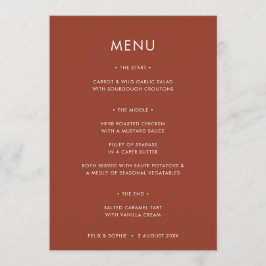 Modern Terracotta | Burnt Orange Rust Wedding Menükarte