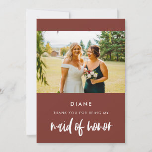 Modern terracotta Maid of honor thank you card Einladung