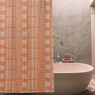 Modern Terracotta Mud Tuch Afrikanisches Muster Duschvorhang