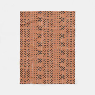 Modern Terracotta Mudcloth African Pattern Fleecedecke
