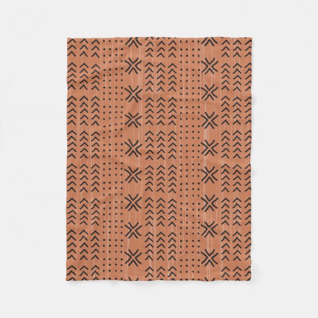 Modern Terracotta Mudcloth African Pattern Fleecedecke (Vorderseite)