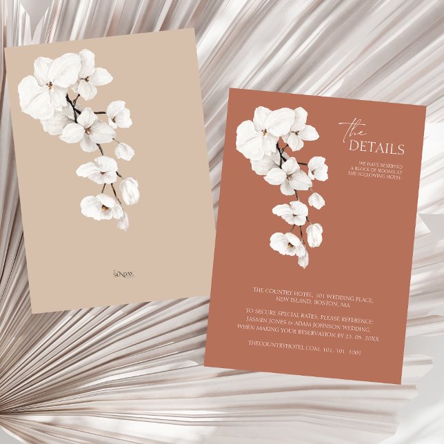Modern Terracotta Orchid Hochzeitsstimmung Begleitkarte (Modern Terracotta Orchids Floral Wedding Details Enclosure Card)