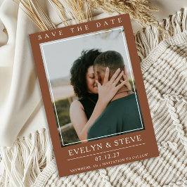 Modern Terracotta Photo Save the Date Einladung