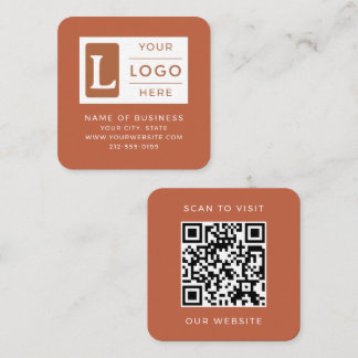 Modern Terracotta QR Code Minimalist Custom Logo Quadratische Visitenkarte
