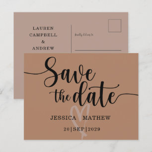 Modern Terracotta Save the Date Script Ankündigungspostkarte