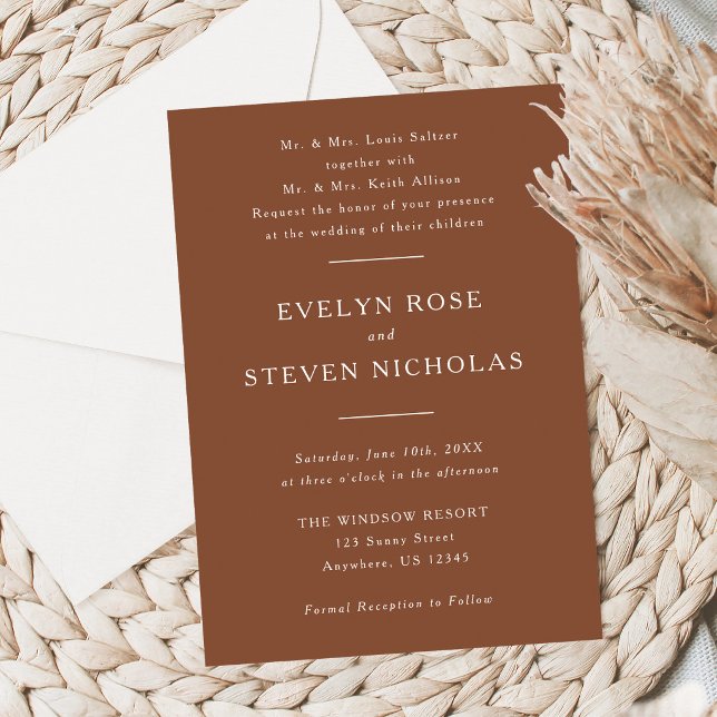 Modern Terracotta Wedding Invitation  (Créateur téléchargé)