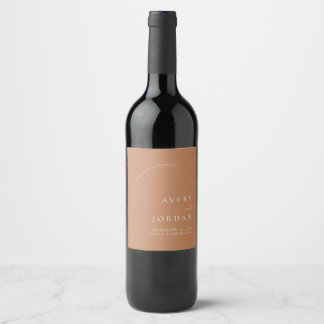 Modern Terracotta Wedding Wine Label Weinetikett